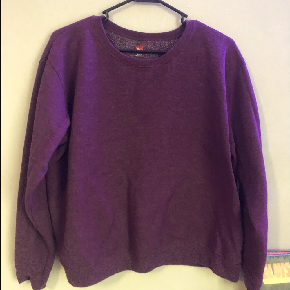 Purple oversized sweatshirt.